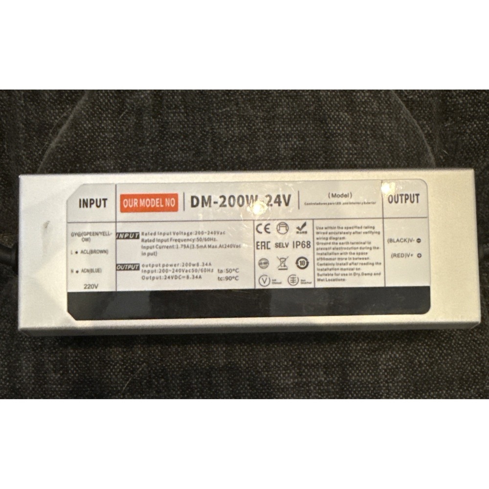 DM-200W-24V power supply‎ and transformer for LED lighting systems